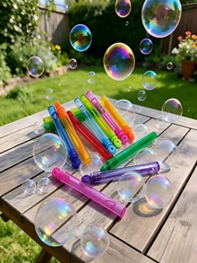 6/12/24/48pcs Mini Bubble Wands, Back To School Classroom Rewards, Halloween Toy Party Favors, Goodie Bag Fillers, Colorful Bubble Test Tubes Non-Candy Gifts, Student Science Theme Gifts (Solution Not Included), Wedding, Thanksgiving - Multicolor - View 4
