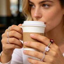 12pcs/Set Bohemian Style Artificial Crystal Beaded Rings, Glass Flower Elastic Stackable Fashion Party Jewelry Gift - 1 - View 4