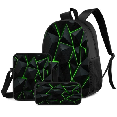 3pcs/Set Student Backpack, Messenger Bag, Pencil Case, Boys' Large Capacity Compartment Backpack, Back To School Supplies Storage, Travel Storage Bag, Suitable For School, Class, Outdoor Sports