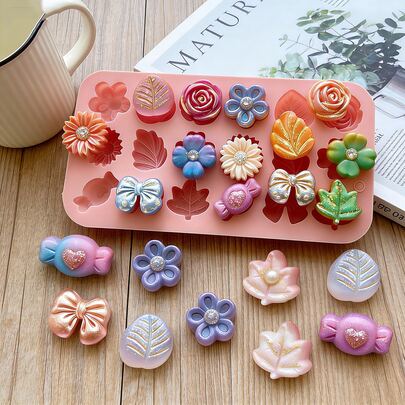 1个花朵蝴蝶硅胶模具，适用于DIY香薰蜡烛、家居装饰、节日饰品，易于脱模，母亲节礼物