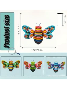1 pièce/4 pièces Décoration murale en métal vibrante en forme d'abeille, fournitures de jardin, résistante à l'eau et à la rouille, décoration pour la maison et le jardin, convient pour l'intérieur/extérieur, le jardin, la cour, la clôture, le mur, les fêtes, les décorations de fête, cadeau pour la fête des mères - A - Voir 9