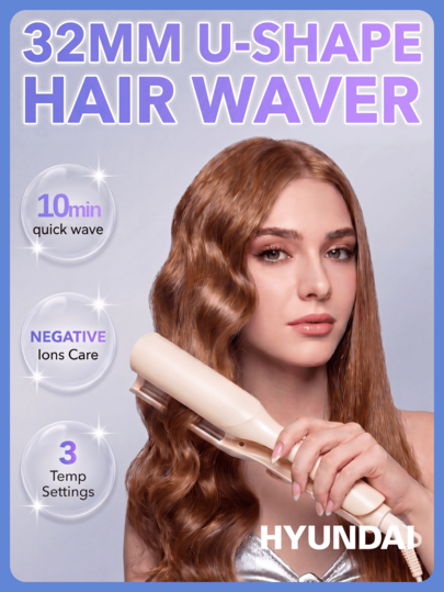 4-Temperature Setting Deep V French Automatic Curling Iron, 32mm Rotating Curling Barrel For Long-Lasting Big Waves And Curls, Anti-Scald Design, Suitable As Christmas, Halloween Gift For Women And Girlfriends