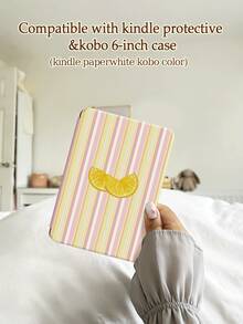 1个马卡龙条纹水果图案Kindle保护套，全方位保护，防摔防尘，采用柔软TPU材质，边角气垫减震，适用于2021年发布的第11代Kindle Paperwhite、2022年发布的第11代Kindle以及2024年发布的第11代Kindle（6英寸），完美贴合，保护您的阅读设备。 - 彩色 - 查看 2
