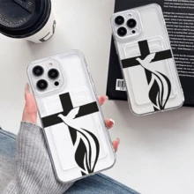 1 unidad Cruz paloma fuego símbolo cristiano Funda para iPhone 15, protección anticaída con airbag reforzado en las cuatro esquinas, tarjetero invisible integrado en la parte trasera, compatible para tarjeta personal, carnet de conducir, tarjeta de acceso y tarjeta de transporte, funda protectora antigolpes portátil con ranura para tarjetas, diseño sencillo y elegante, ideal para uso diario, desplazamientos y viajes - transparente - Ver 4