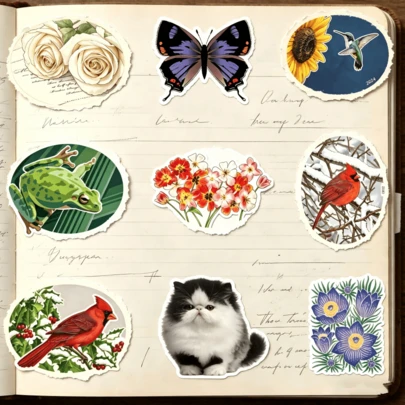 2011 Wedding Roses / 2016 Birds Singing In The Snow / 2022 Tulips, And Many Other Vintage-Style Sticker Designs, Perfect For Mailing, Holiday Cards, And Crafts