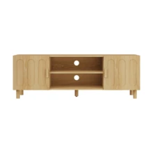 140cm Long TV Unit, In A Modern Country Style Inspired By The 50s, Suitable For 55/65 Inch TVs, With Storage Space, Which Can Be Used As A Multimedia Console In The Living Room Or Bedroom. - Khaki - View 6