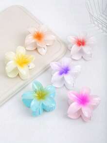 6 piezas Estilo bohemio Dulce Clips para el cabello de 8 cm con flores de margarita de color gelatina, Accesorios para el cabello con flores frescas minimalistas, Adecuado para moda casual diaria y vacaciones en la playa, Pinzas para el cabello, Pinzas elegantes para el cabello, Atuendos de verano - plumeria - Ver 1