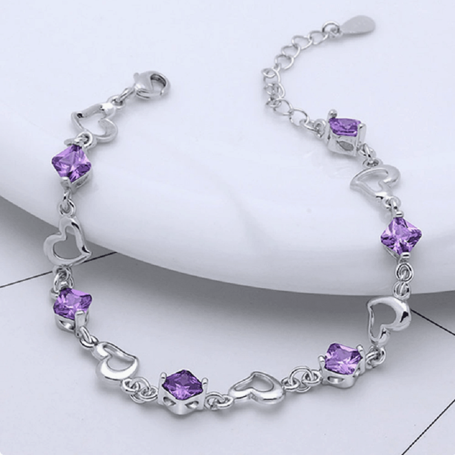 Vòng tay hình trái tim bằng bạc 925 đính đá Zirconia thời trang, thích hợp để đeo hàng ngày và làm quà tặng.