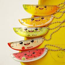 5支装迷你可爱卡通水果亚克力尺，带链，透明口袋尺，掌心大小，可作背包笔袋，文具礼品，毕业季和返校季必备小巧口袋测量工具 - 水果 - 查看 10