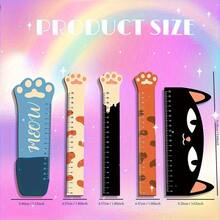 Bộ 5 thước gỗ in hình hoạt hình 2D, dụng cụ đo lường vui nhộn, hình mèo dễ thương, quà tặng học sinh hoặc quà lưu niệm tốt nghiệp. - bàn chân thú cưng - Xem 5