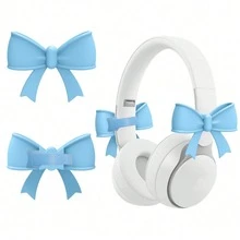 1 Pair Assorted Color Bow Earphone Accessories, Cute Printed Bow Decor, Fashionable Earphone Attachments, Holiday Gamer Gift, Decorative Ribbon, Fun & Adorable Earphone Accessories, Small Gift For Family And Loved Ones - View 11