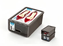 HOMYGO-Zapatero USE Air 36x24x14 cm | Caja Organizadora de Zapatos Apilable, Transparente y en Colores: Blanco, Marrón, Arena y Cristal | Almacenaje para Calzado Resistente - Marrón - Ver 3