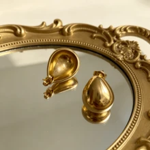 Bông tai dáng giọt nước tối giản bằng thép không gỉ 304, kiểu dáng cổ điển thanh lịch. - Vàng - Xem 5