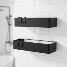 2 Pack No Drill Shower Caddy, Stainless Steel Rustproof Self-Adhesive Bathroom Shelf, Strong Sticker No Nails Installation, For Tile Smooth Wall, Removable No Wall Damage Bathroom Storage Rack - Black - View 7