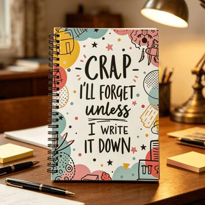 1 Pc "If I Don't Write It Down, I'll Forget." Interesting Spiral Notebook. Warm And Colorful Doodle Pattern Diary. Practical Stationery Suitable For Memos, Daily Records And Creativity. Very Suitable For Forgetful People, Students And Office Workers. It Is An Interesting Gift To Give To Friends And Colleagues.