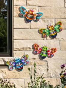 1 pièce/4 pièces Décoration murale en métal vibrante en forme d'abeille, fournitures de jardin, résistante à l'eau et à la rouille, décoration pour la maison et le jardin, convient pour l'intérieur/extérieur, le jardin, la cour, la clôture, le mur, les fêtes, les décorations de fête, cadeau pour la fête des mères - A - Voir 10