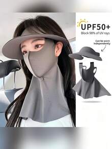Bộ 1 chiếc khăn che mặt chống nắng toàn diện cho đạp xe, hoạt động ngoài trời mùa hè, du lịch, 3 trong 1, khẩu trang chống nắng có thể tháo rời, mũ liền mạch mùa hè dành cho nữ, khẩu trang che cổ. - Nhiều màu - Xem 5