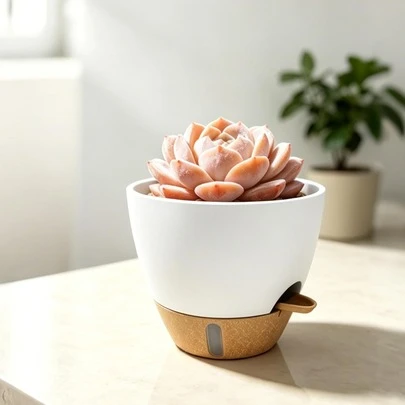 Self Watering Large Planters 4 Packs, 8/9/10/12 Inch Automatic Watering Pots With Visible Water Level Window For Indoor Monstera Fiddle Leaf Herbs White