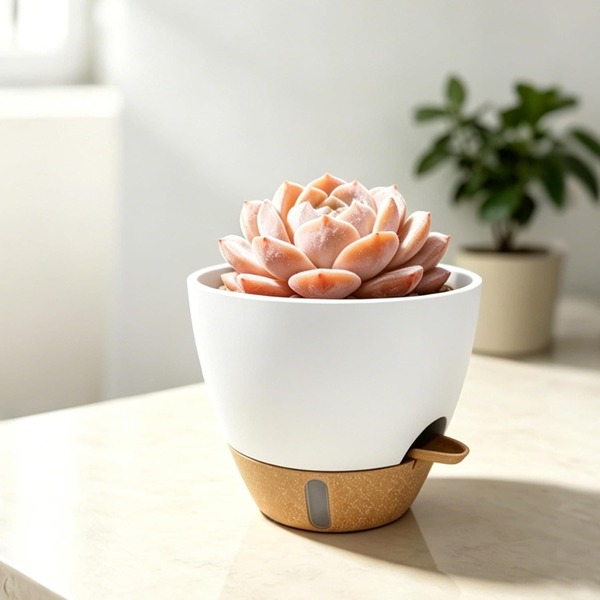 Chậu trồng cây tự tưới nước cỡ lớn 8/9/10/12 inch có cửa sổ hiển thị mực nước, thích hợp trồng trong nhà các loại cây như Monstera, Philodendron, thảo mộc, màu trắng.