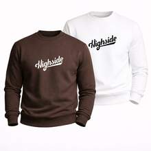 2-Pack Club Crew Neck Sweatshirts, Sweater Style, Streetwear Premium Outerwear For Everyday Wear In Winter - 黑與藍 - 查看 4