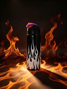 OwaIa White Flame Edition Large Capacity Stainless Steel Water Bottle, 32oz/945ml With Straw, Exquisite Look, Double Wall Insulated For Hot&Cold Drinks/Iced Water, For Leisure Work Sports Indoor Outdoor, Ideal For Students Office Workers, Perfect Gift Choice - màu đen - Xem 4