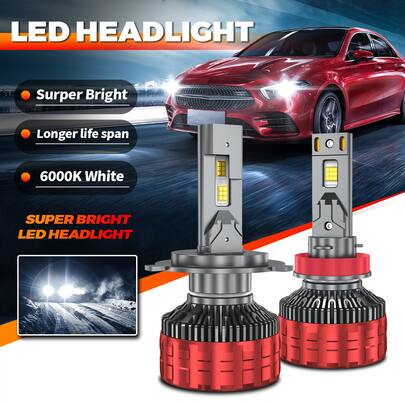 HYNBYZJ 2 bóng đèn pha LED Canbus H7 H4 cho ô tô, công suất 380W, 420000LM, tương thích với các chuẩn H1, H9, H11, HB3, 9005, HB4, 9006, H1, 9012, Hir2, 9007, H13, nhiệt độ màu 6000K, dùng cho đèn sương mù, điện áp 12V.