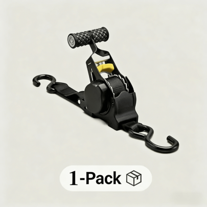 10-Foot Retractable Ratchet Strap, Heavy-Duty Self-Retracting Tension Rope, Durable And Sturdy, Suitable For Securing Cargo To Trucks, Trailers, Motorcycles, And During Moving.