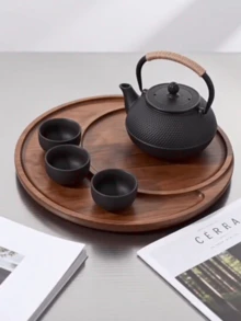 1 khay gỗ hình trăng khuyết, khay đựng đồ nhà bếp, khay đựng dao kéo bằng gỗ - màu nâu - Xem 8