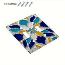 1pc Bohemian Floral Pattern Printed 1-Gang/2-Gang Plastic Wall Plate Light Switch Cover - Multicolor - View 10