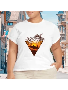 2026 Camiseta unisex de algodón casual de verano, estampada diseño playero surf atardecer, ropa de vacaciones, colores blanco y negro, tallas extras disponibles - Blanco - Ver 1