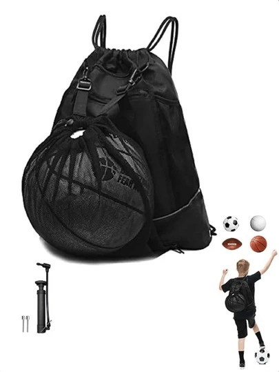 Basketball Backpack, Large Capacity Outdoor Sports Bag, Travel Bag, Bicycle Bag, Helmet Bag, Mesh Bag, Business Backpack