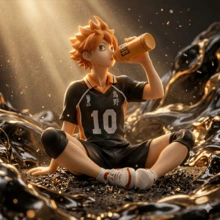 1 pezzo Figura in PVC di ragazzo anime seduto, 10cm, capelli arancioni a spina, uniforme nera e arancione, decorazione da collezione per desktop per fan di anime - Multicolore - Visualizzare 4