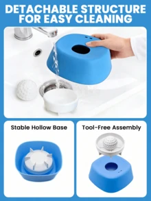 蓝白相间耐用塑料宠物慢食碗，有助于促进牙齿健康，适用于酸奶/泥状/液体食物，互动式喂食器，适合猫狗使用。 - 210ml - 查看 8