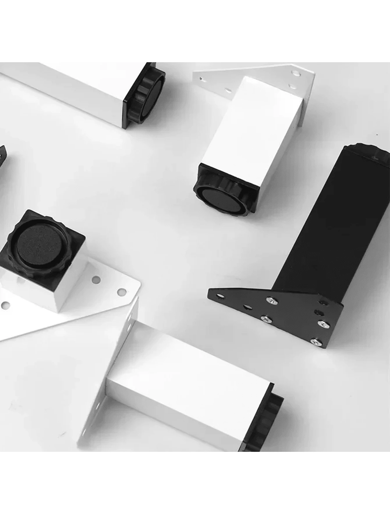 4个黑白家具脚 可调节方形柜脚 铝合金柜脚 浴室柜脚 - 彩色 - 查看 1