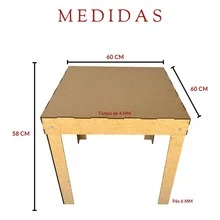 Mesa Infantil Para Uso Intenso Mdf + 2 Cadeiras, Conjunto Super Resistente Para Crianças Ativas, Móvel Para Estudos - Marrom - Visão 3