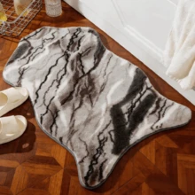 Artificial Rabbit Fur Carpet 50x80cm Non-Slip Plush Mat Milk Cow Pattern Soft Rug Suitable For Bedroom And Living Room - Cow Style - View 6