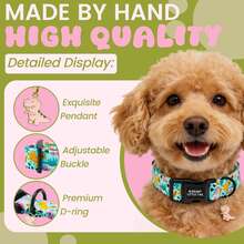Kalung Anjing Poodle Elegan dengan Motif Dinosaurus Lucu, Kalung Hewan Peliharaan Lembut dengan Gesper Lepas Cepat, Dapat Disesuaikan untuk Wanita atau Pria - Hijau - View 3