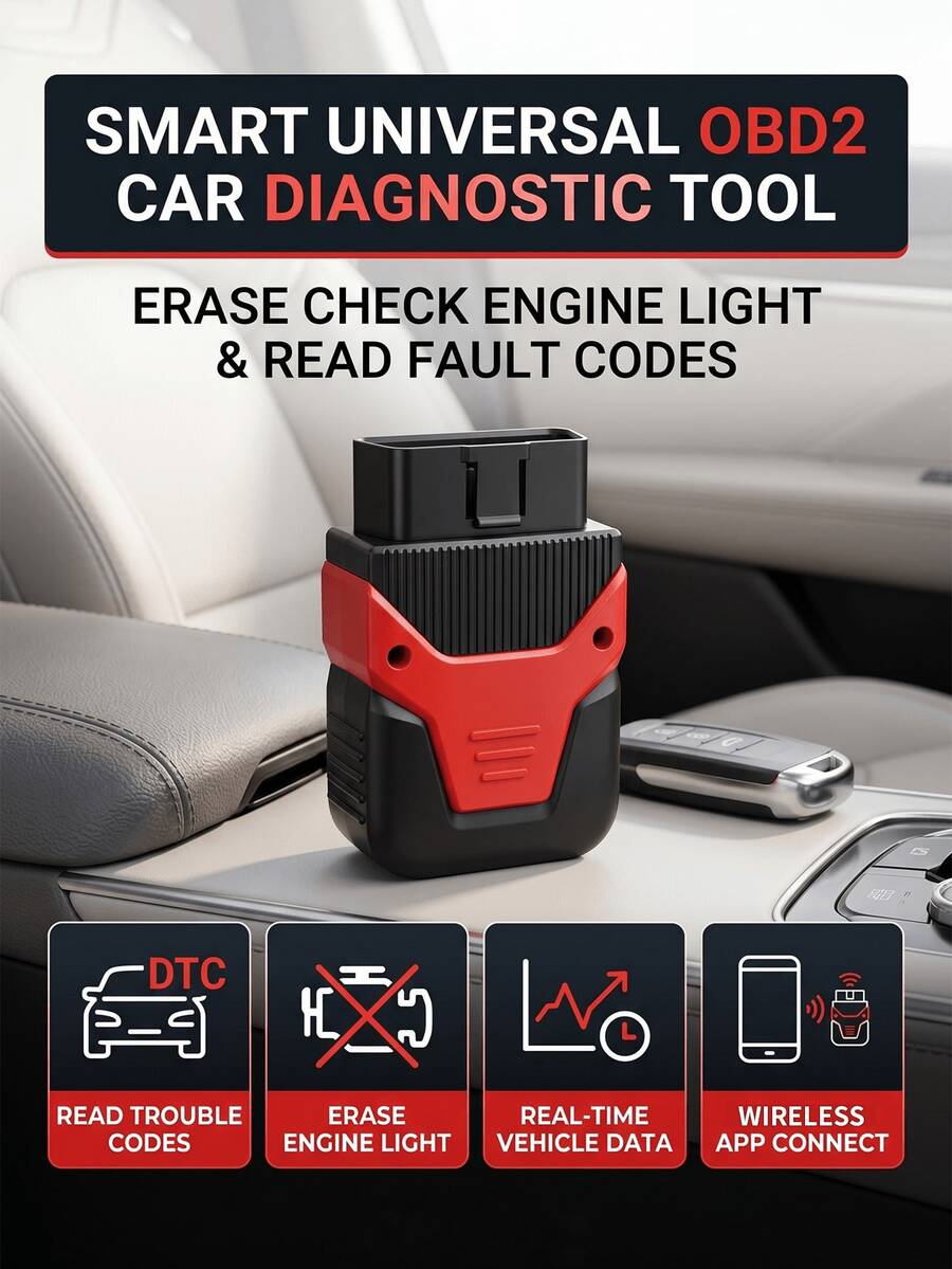 OBD2蓝牙诊断工具和扫描仪 - 高级OBD2汽车和摩托车诊断仪，支持40,000+故障码，兼容、安卓系统以及1996年及之后生产的所有车辆。