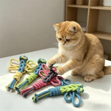 4 món đồ chơi kéo cho chó bằng dây thừng cotton an toàn, có nút thắt đôi, chống cắn, không gây sâu răng cho chó con trong giai đoạn thay răng, giúp làm sạch và làm dịu răng khi chó nghiến răng. Sản phẩm tốt. - Nhiều màu - Xem 8