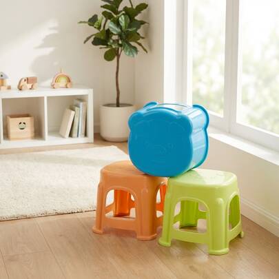 CASAMAX WL Taburete de Plástico Infantil Antideslizante Diseño Animal para Baño y Hogar. 26*25*26 cm. El color se envía al azar.