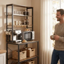 Kitchen Shelf Standing Shelf Microwave Shelf 2-Tier Countertop Storage Rack for Kitchen Organizer, Space Saving Stand for Spices, Pots and Pans - 6-stufig - Übersicht 10