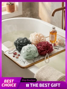 Rose Shaped Bath Sponge, Mesh Lather Bath Sponge, Large Exfoliating Bath Towel, Cleansing Foam Bath Sponge, Deep Cleaning Bath Sponge, Face & Body Shower Brush Ball, Fluffy Mesh Lather Bath Sponge, Bath Flower Ball, Bath Loofah Sponge (For Bathing & Back Massage), Bathroom Supplies, Home Goods, School Supplies, Back To School, Dorm Essentials - Multicolor - View 11
