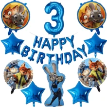 1/23pcs Rabbit Shaped Foil Balloons, 1-9 Blue Number Foil Balloons, Happy Birthday Letter Banners, Birthday Party Decoration Balloon Set - Multicolor - View 5