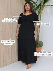 Women's Plus Size Long Dress For Wedding, Graduation, Party, Premium - Black - View 3