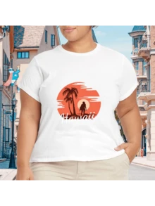2026 Camiseta unisex de algodón casual de verano, estampada diseño playero surf atardecer, ropa de vacaciones, colores blanco y negro, tallas extras disponibles - Blanco - Ver 1
