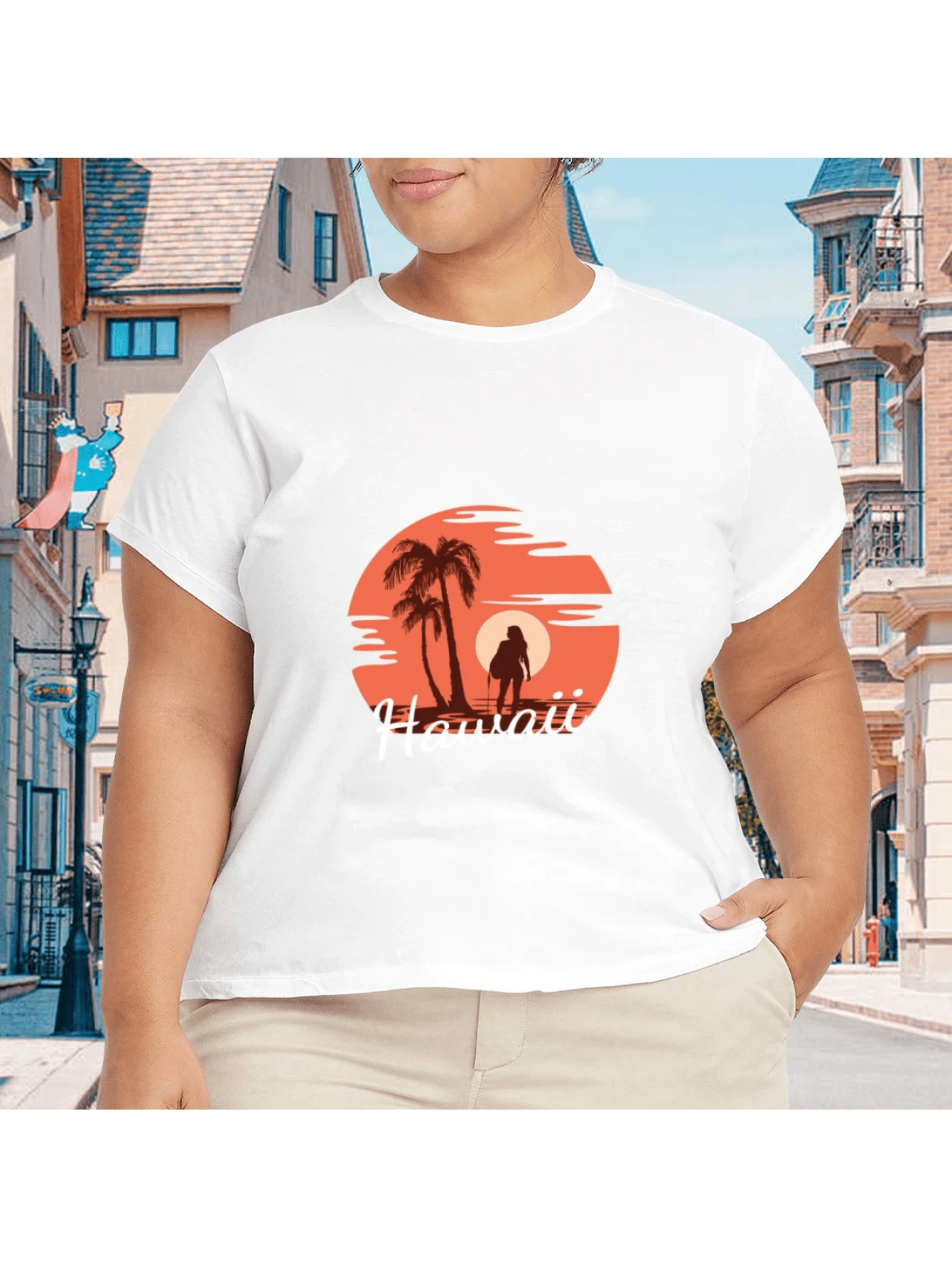 2026 Camiseta unisex de algodón casual de verano, estampada diseño playero surf atardecer, ropa de vacaciones, colores blanco y negro, tallas extras disponibles - Blanco - Ver 1