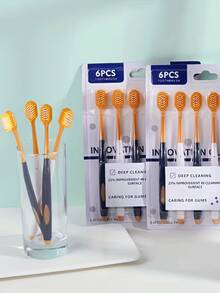 18 piezas de cepillos de dientes de cerdas suaves de cabeza ancha, adecuados para uso familiar, producto ideal - Multicolor - Ver 2