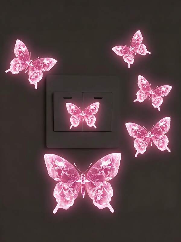 6 pièces Stickers muraux papillons roses fluorescents, convenant pour le salon, la chambre à coucher et la chambre d'enfants. Stickers mats amovibles et auto-adhésifs, adaptés pour le salon, la chambre à coucher et la chambre d'enfants. Stickers de décoration murale, décalcomanies murales, stickers en vinyle, décoration printanière pour apporter de la vitalité à la maison. Cadeau de sticker de décoration Rama, idéal pour un anniversaire ou un cadeau de remise des diplômes.