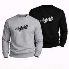 SET OF 2 HIGH NECK CREW NECK SWEATSHIRTS, STREETWEAR STYLE, PREMIUM EVERYDAY WINTER CLOTHING - BLACK aND GRAY - View 1