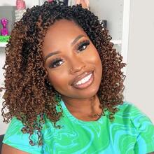12Inch Pre-Looped Yanky Twists Crochet Braids Ombre Brown Bohemian Spring Twists Hair With Curls Synthetic Extensions - Multicolor - View 3